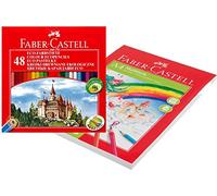 Faber-Castell 120148 - Estuche de 48 lápices de colores (incluye sacapuntas) caja de lápices + cuaderno de dibujo