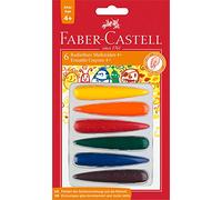 FABER-CASTELL 120404 - Tizas de colores para niños a partir de 4 años, para agarrar con la mano, 6 tizas de colores borrables