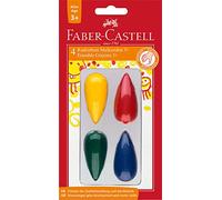 Faber-Castell 120405 - Blíster con 4 ceras plásticas en forma de pera, no manchan, tamaño jumbo, multicolor