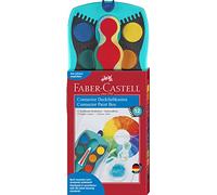 Faber-Castell 125003 - Caja de Pintura Connector con 12 Colores, Incluye Blanco Opaco, Compartimento para Pinceles y Espacio para Nombre, Turquesa, 1 Pieza
