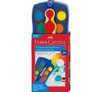 FABER-CASTELL 125020 - Caja de colores CONNECTOR con 24 colores, incluyendo blanco opaco, compartimento para pinceles y campo para el nombre, azul, 1 unidad