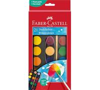 Faber-Castell 125027 - Estuche de acuarela 21 colores, incl. pinceles, estuche de pintura para la escuela y el tiempo libre