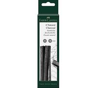 Faber-Castell 129498 - Carboncillo Pitt natural, 4 piezas, 9 - 15 mm