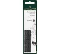 FABER-CASTELL 129996 - Carboncillo PITT extra suave, juego de 3, negro