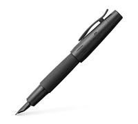 Faber-Castell 148620 - Pluma Estilográfica E-motion - Cuerpo en Aluminio Negro - Negro - Trazo M