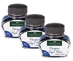 Faber-Castell 149839 - Vaso de tinta borrable (azul real, 3 x 30 ml)