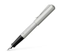 Faber-Castell 150593 Hexo Pluma estilográfica con trazo de escritura B (ancho), plateado mate, 1 unidad