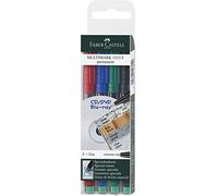 Faber-Castell 1513 04 - Marcador permanente MULTIMARK, dureza: F, estuche de 4, contenido: 1x cada uno rojo, azul, verde, negro