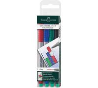 FABER-CASTELL 151404 - Rotuladores Multimark, no permanentes, grosor F, estuche de 4 unidades, 1 rojo, 1 azul, 1 verde y 1 negro