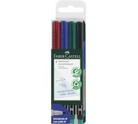 FABER-CASTELL 152604 - Rotulador Multimark, no permanente, grosor M, estuche de 4 unidades, 1 rojo, 1 azul, 1 verde y 1 negro