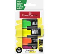 FABER-CASTELL 154204 - Set de rotuladores TXTLNR, 4 rotuladores fluorescentes para niños y adultos, mini