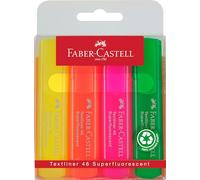 Faber-Castell 154604 - Estuche con 4 marcadores fluorescentes, amarillo, naranja, rosa y verde