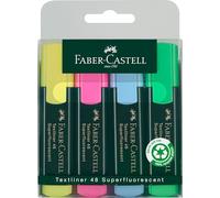 Faber-Castell 154804 - Estuche con 4 marcadores textliner, colores, amarillo, rosa, azul y verde.