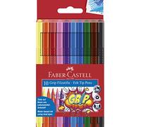Faber-Castell - Estuche con 10 rotuladores grip de punta fina con forma triangular (155310)