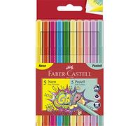 Faber-Castell 155312 - Pack 5 rotuladores Grip neon + 5 rotuladores grip pastel.