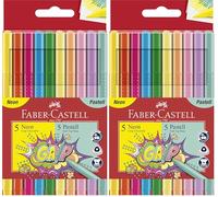 Faber-Castell 155312 - Rotuladores Grip Neon & Pastel, 10 rotuladores para niños y adultos (Paquete de 2)