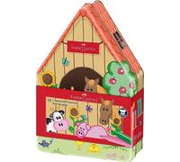 Faber-Castell 155539 - Juego de rotuladores Connector farm, caja metálica de 18 piezas, lavable, juego de colorear para niños