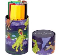 FABER-CASTELL 155546 - Juego de rotuladores Connector Dino, caja metálica de 20 piezas, lavables, juego de colorear para niños