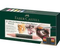 Faber-Castell 160307 Albrecht Durero - Rotulador para acuarela (punta doble, para aplicación de color plana y precisa, estuche de 5 unidades), multicolor