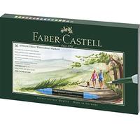 Faber-Castell Marcador de acuarela 160318 con doble punta para una aplicación plana y precisa de pintura, incluido un cepillo para tanque de agua, estuche de 16