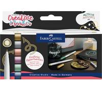 Faber-Castell 161107- Set de 6 Rotuladores Goldfaber Creative Markers - Metallic Moments - Punta de 1,5mm