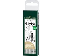 Faber-Castell 166004 - Estuche con 4 rotuladores calibrados ECCO Pigment grosores de trazo: 0.1, 0.3, 0.5, 0.7, color negro