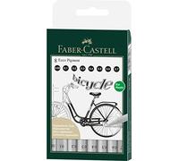 Faber-Castell 166008 - Fineliner Ecco Pigment, estuche de 8, negro