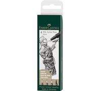 Faber-Castell 167100 - Pack de 4 rotuladores Pitt Artist Pens Black, diferentes grosores, color negro (Paquete de 6)