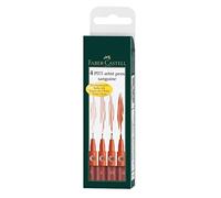 Faber-Castell 167102 - Pack de 4 rotuladores Pitt Artist Pens Sanguine, diferentes grosores de punta S, F, M, B, tonos sanguina