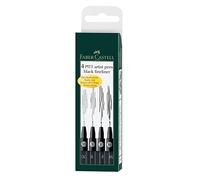 Faber-Castell 167115 - Pack de 4 rotuladores Pitt Artist Pens Black Fineliner, surtido de 4 puntas, XS, S, F, M, color negro