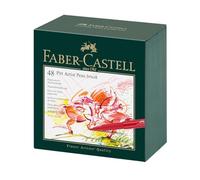 Faber-Castell 167148 - Estuche estudio con 48 rotuladores Pitt punta de pincel, multicolor