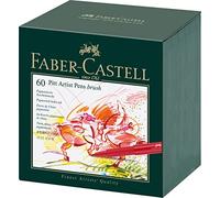 Faber-Castell 167150 - Estuche estudio con 60 rotuladores Pitt punta de pincel, multicolor