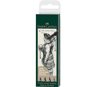 Faber-Castell 167153 Pitt Artist Pen, color 199, negro, 1.5, C, B, pincel Medio, 4 unidades