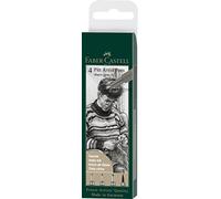 Faber-Castell 167169 Pitt Artist Pen, color 273, gris cálido IV, S, F, M, B, estuche de 4