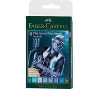 Faber-Castell - India Ink Pitt Artist Pen Blues (8Pcs) (167173) Toy NUEVO