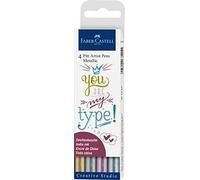 Faber-Castell 167304 - Pitt Artist Pen Lápiz de tinta metálica, estuche de 4