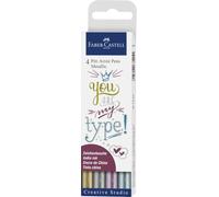 Faber-Castell 167304 - Pitt Artist Pen Lápiz de tinta metálica, estuche de 4