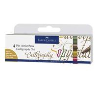 FABER-CASTELL 167505 - Rotulador Pitt Artist Pen Calligraphy Set, 2,5 mm, estuche de 4, multicolor