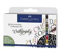 FABER-CASTELL 167508 - Rotulador Pitt Artist Pen Calligraphy Set, 2,5 mm, estuche de 8 unidades, multicolor