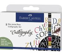 Faber-Castell 167508 Pitt Artist Pen Calligraphy - Juego de bolígrafos (2,5 mm, 8 unidades), multicolor