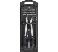 Faber-Castell 32722-8 - Compás de Ajuste Rápido con Tornillo Central - Articulaciones en Ambos Brazos y Accesorios de Recambio