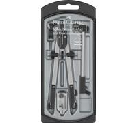 Faber-Castell 174045 - Compás de Ajuste Rápido con Adaptador Aniversal + Alargadera y Accesorios