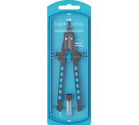 FABER-CASTELL 174340 - Compás de ajuste rápido, Factory, azul, juego de compases con piezas de repuesto y minas de compás