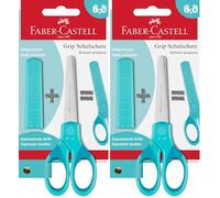Faber-Castell 181554 - Tijera Escolar Grip - Turquesa. (Paquete de 2)
