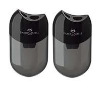 Faber-Castell 183500 Sacapuntas doble, color de la carcasa: negro/transparente (2 sacapuntas)