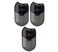 Faber-Castell 183500 Sacapuntas doble, color de la carcasa: negro/transparente (3 sacapuntas)