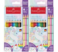 Faber-Castell 201542 - Set De Lápices De Colores Unicornio, 13 Piezas, Irrompibles, Incl. 3 Lápices Pastel Sparkle Y Pegatina Unicornio (Paquete de 2)