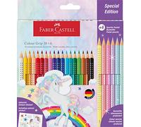 Faber-Castell 201543 - Set De Lápices De Colores Unicornio, 24 Piezas, Irrompibles, Incl. 6 Lápices Pastel Sparkle Y Pegatinas Unicornio