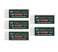 Faber-Castell 205002 188121 Goma de borrar de plástico sin PVC, blanco, 5 unidades