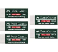 Faber-Castell 205002 188121 Goma de borrar de plástico sin PVC, blanco, 5 unidades